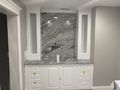 Backwall stone and cabinetry