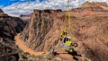 Lifting construction gear into the canyon