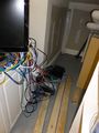 Temporary network and server in closet of "future" data center during construction