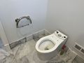 Toilet almost ready, toilet bar/roll holder